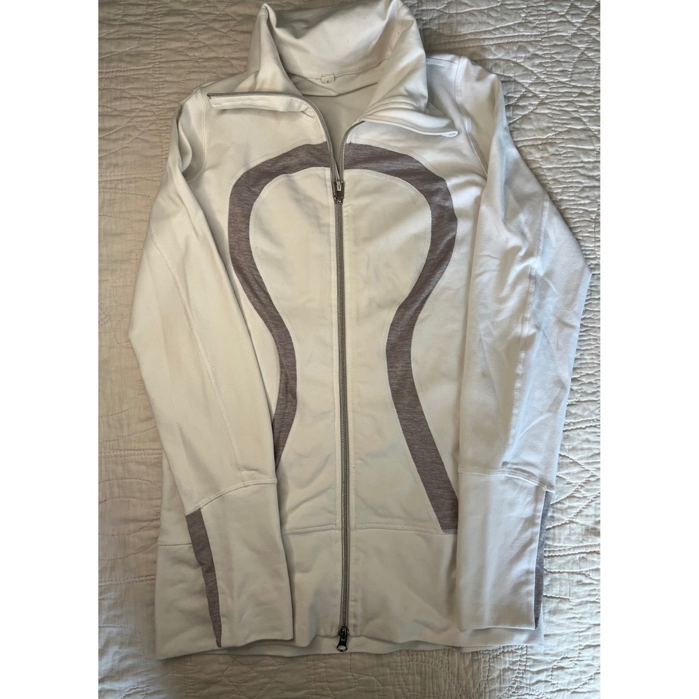 Lululemon Define Jacket White Heathered Mauve Contrast Full Zip Size 6